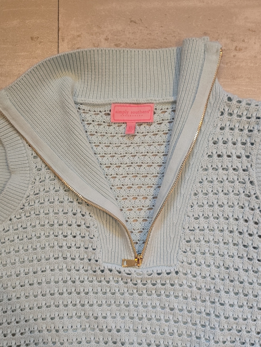 Simply Southern Collection Crochet Knit 1/2 Zipper Sweater Vest - Picture 4 of 9